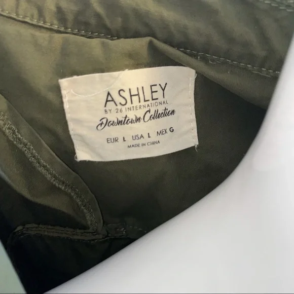 Military Green Embroidered Rose Jacket Cargo Utility Ashley by 26 International - Picture 10 of 10